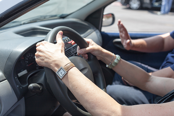 Driving school. Learning to drive a car.